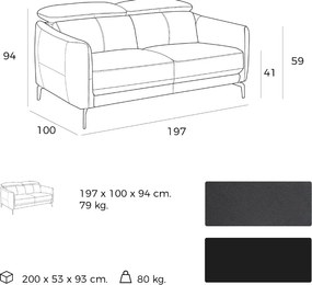 Canapea 3 locuri eleganta, design italian William AC-5359-3P