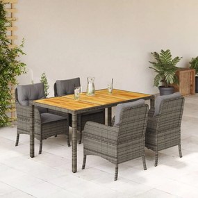 vidaXL Set mobilier de grădină cu perne, 5 piese, gri, poliratan