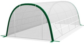 Outsunny Seră de Grădină Tunnel 18 m² dim. 6L x 3l x 2H m, 8 ferestre, Ușă cu fermoar rulabil, Oțel galvanizat, preț PE, Alb | Aosom Romania
