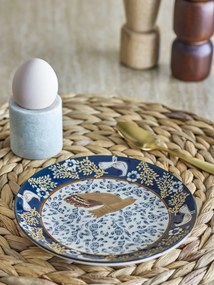 Farfurie din ceramică albastră cu păsări și motive florale pictate manual, 16×2 cm, „Hezha"