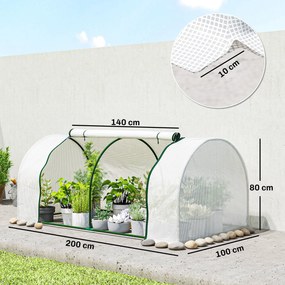 Outsunny Seră de Grădină cu Ferestre Rulabile, Husă Plastic Anti-UV, 200 x 100 x 80 cm, Alb | Aosom Romania