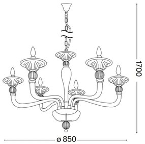 Lustră pe lanț Ideal Lux DANIELI 6xE14/40W/230V d. 85 cm alamă