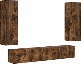 vidaXL Set comodă TV Pe perete 3 pcs Stejar fumuriu Lemn compozit