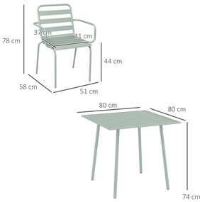 Outsunny set de masă de 5 piese pentru grădină, mobilier exterior rezistent la intemperii, 80x80x74 cm, verde | Aosom Romania
