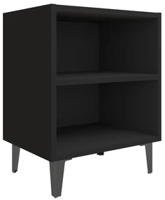 805799 vidaXL Noptieră cu picioare metalice, negru, 40x30x50 cm