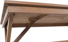Set dining exterior din lemn masiv de tec, masă și 2 bănci, finisaj natural, „Marino”