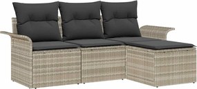 vidaXL Set de canapele pentru grădină 4 pcs Gri deschis Rattan poli