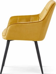 Scaun de masă VARSI VELVET cu picioare negre, mustar
