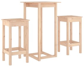 3124727 vidaXL Set mobilier de bar, 3 piese, lemn masiv de pin