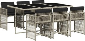 vidaXL Set mobilier de grădină cu perne, 7 piese gri deschis poliratan