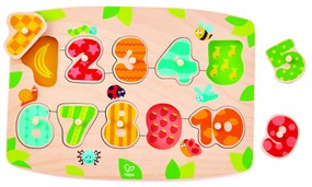 Puzzle din lemn cu butoni - Numere