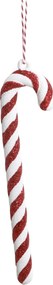 Ornament clasic de Crăciun în formă de bastonaș roșu cu alb, pictat manual, „Classic Cane”
