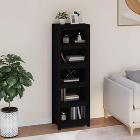 821718 vidaXL Bibliotecă, negru, 50x35x154 cm, lemn masiv de pin