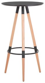 Masa bar, 60x60x105 cm, culoare negru, picioare lemn, blat MDF