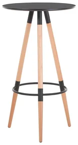 Masa bar, 60x60x105 cm, culoare negru, picioare lemn, blat MDF