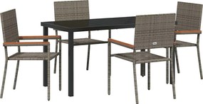 vidaXL Set de masă pentru grădină cu pernă 5 pcs Gri poliratan