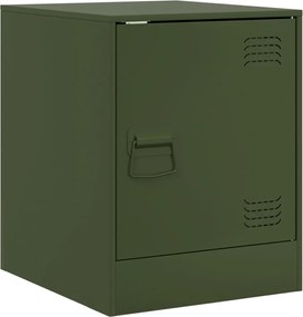 vidaXL Noptieră, verde olive, 34,5x39x44 cm, oțel