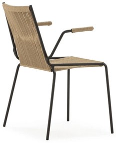 Scaune de dining bej cu cotiere/stivuibile 2 buc. din metal Emily – Marckeric