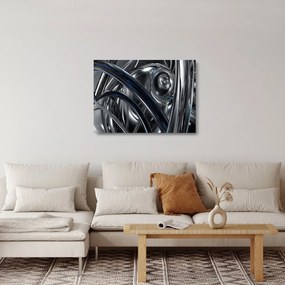 Tablou pe sticlă cu abstracție gri cu albastru (70x50 cm)