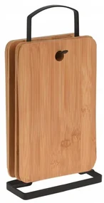 Set 6 tocatoare Vitre, bambus, suport metalic, dimensiune tocator 22 x 14 cm, cu suport 16 x 5 x 30 cm