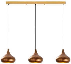 Lustră suspendată pe cablu MUBA 3xE27/40W/230V, finisaj cupru