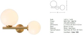 Aplica de perete cu 2 surse de iluminat design modern Cingea auriu mat
