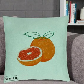 Perna Decorativa Grepfrut Citrus, 40x40 cm, Verde Menta, Husa Detasabila, Perna Inclusa, BEKZ®