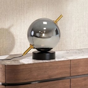 Lampa de masa din sticla si otel negru