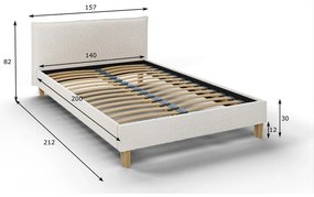 Pat matrimonial crem cu tăblie și somieră 140x200 cm Tina – Ropez