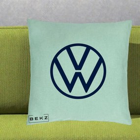 Perna Personalizata cu emblema Volkswagen, 40x40 cm, Verde Menta, Husa Detasabila, Perna Inclusa, BEKZ®