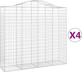 vidaXL Coșuri gabion arcuite 4 buc, 200x50x180/200 cm, fier galvanizat
