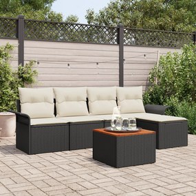 vidaXL Set de canapea pentru grădină , 6 piese, cu perne, ratan poli, acacia
