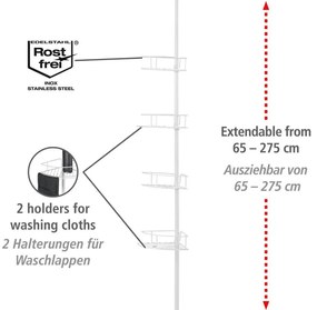 WENKO 26015100 - Poliță de colț DOLCEDO, 31 x 230 cm, inox/alb