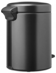 Cos cu pedala Brabantia NewIcon 1008838, 5 L, Inchidere lina, Baza antiderapanta, Gri inchis