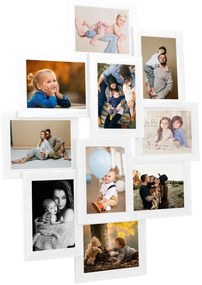 vidaXL Ramă foto colaj, alb, 10 x foto (10x15 cm), MDF