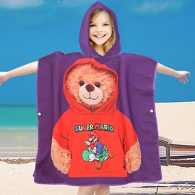 Poncho pentru copii TEDDY MARIO mov Dimensiune: 60 x 120 cm
