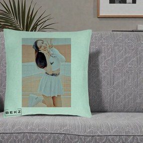 Perna Personalizata K-pop BLACKPINK Nayeon/Jisoo Tenis Alb, 40x40 cm, Verde Menta, Husa Detasabila, Perna Inclusa, BEKZ®