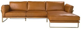 Coltar LUX design italian cu sezlong dreapta Cowhide camel