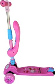 Trotineta 2 in 1 pentru copii cu roti luminoase din silicon NOVOKIDS™ Mini Scooter 8010, Cu melodii , 3 roti, Pliabila, Maner reglabil pe inaltime,