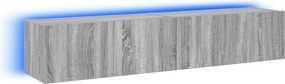 vidaXL Comodă TV de perete cu LED, 2 buc, gri sonoma, 80x35x31 cm