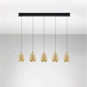 Lustra moderna cu 4 pendule LED, Metal, Sticla, Champaigne, ALISH