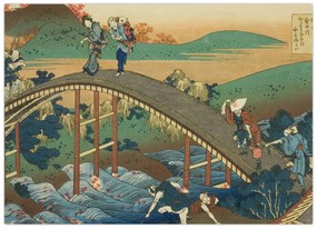 Tablou pe sticlă - Katsushika Hokusai, Ariwara no Narihirafrom the series One Hundred, Poems Explained by the Nurse (Hyakunin isshu uba ga etoki), rep (70x50 cm)