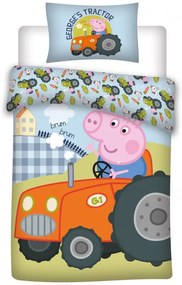 Purcelușa Peppa Lenjerie de pat pentru copii George's Tractor 100×135cm, 40×60 cm