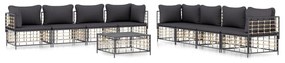 3186709 vidaXL Set mobilier de grădină cu perne, 9 piese, antracit, poliratan