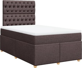 vidaXL Pat box spring cu saltea, maro închis, 120x190 cm, textil