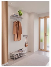 Cuier de perete gri deschis cu raft din oțel 11,5 cm A-Hallway – Zone