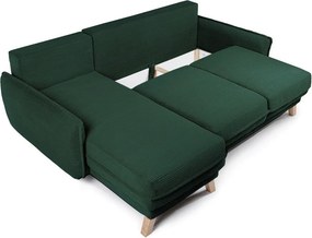 Colțar verde închis extensibil/cu spațiu de depozitare cu tapițerie din catifea reiată Tori – Bonami Selection