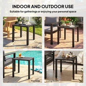 Outsunny Măsuță laterală de grădină, masă rezistentă la intemperii cu design lamelar, pătrată, 45 x 45 x 45,5 cm | Aosom Romania