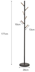 Cuier cu detalii din lemn de fag YAMAZAKI Plain Pole Hanger, negru