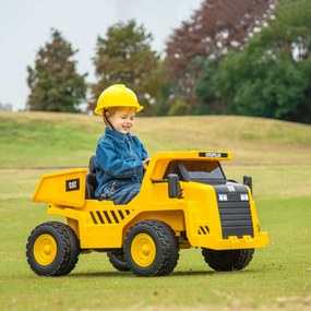 AIYAPLAY Excavator de Călărit cu Licență, cu Telecomandă, Tractor pentru Copii cu Cupă, Lopată, Muzică, Difuzor, Faruri, 110x70.5x61.5 cm, Galben